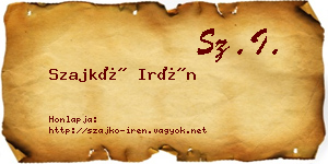 Szajkó Irén névjegykártya